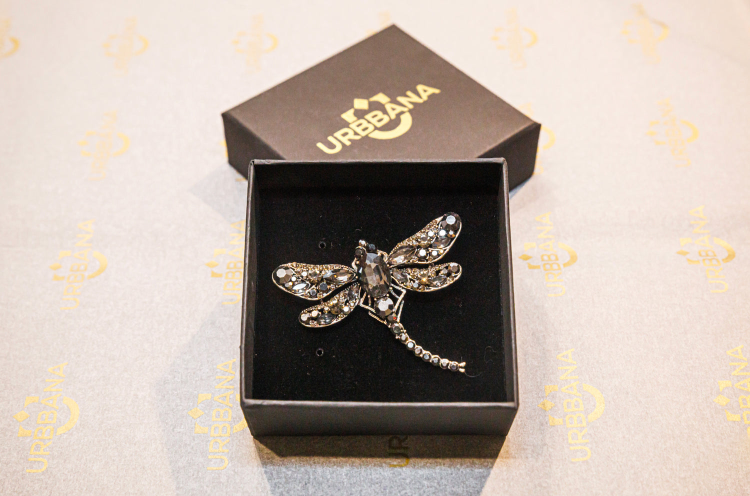 Embellished Lenno Dragonfly Lapel Pin - Silver - Lapel Pin by Urbbana