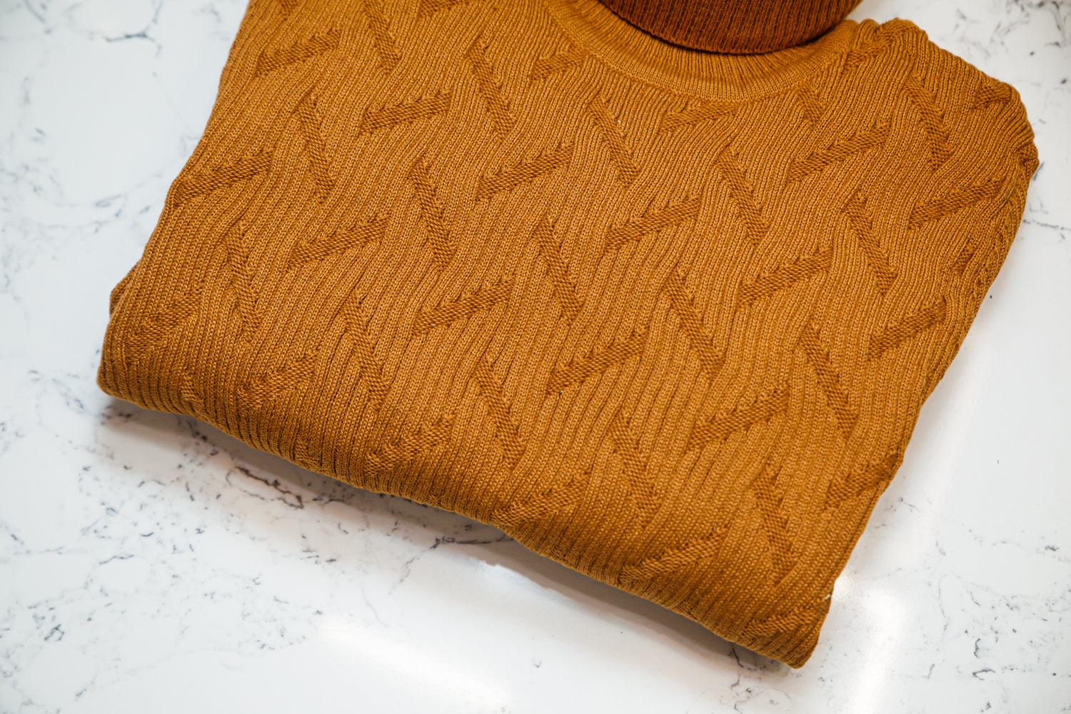Abstract Knit Turtleneck Sweater -  Tan - Sweater by Urbbana