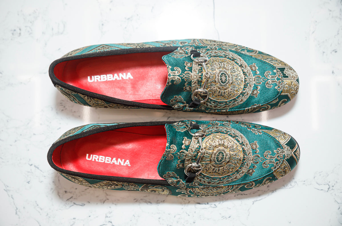 The Baroque Loafers - Green - Loafers by Urbbana