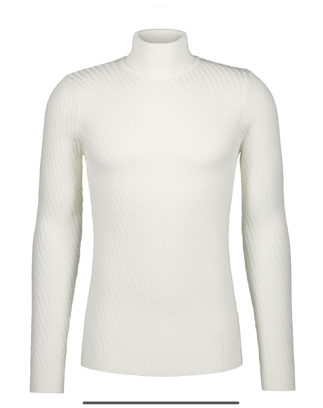 Textured Knit Turtleneck Sweater - White - Soft, Stylish Escape