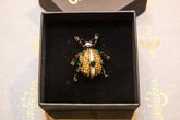Embellished Beatle Lapel Pin - Green and Gold - Lapel Pin by Urbbana