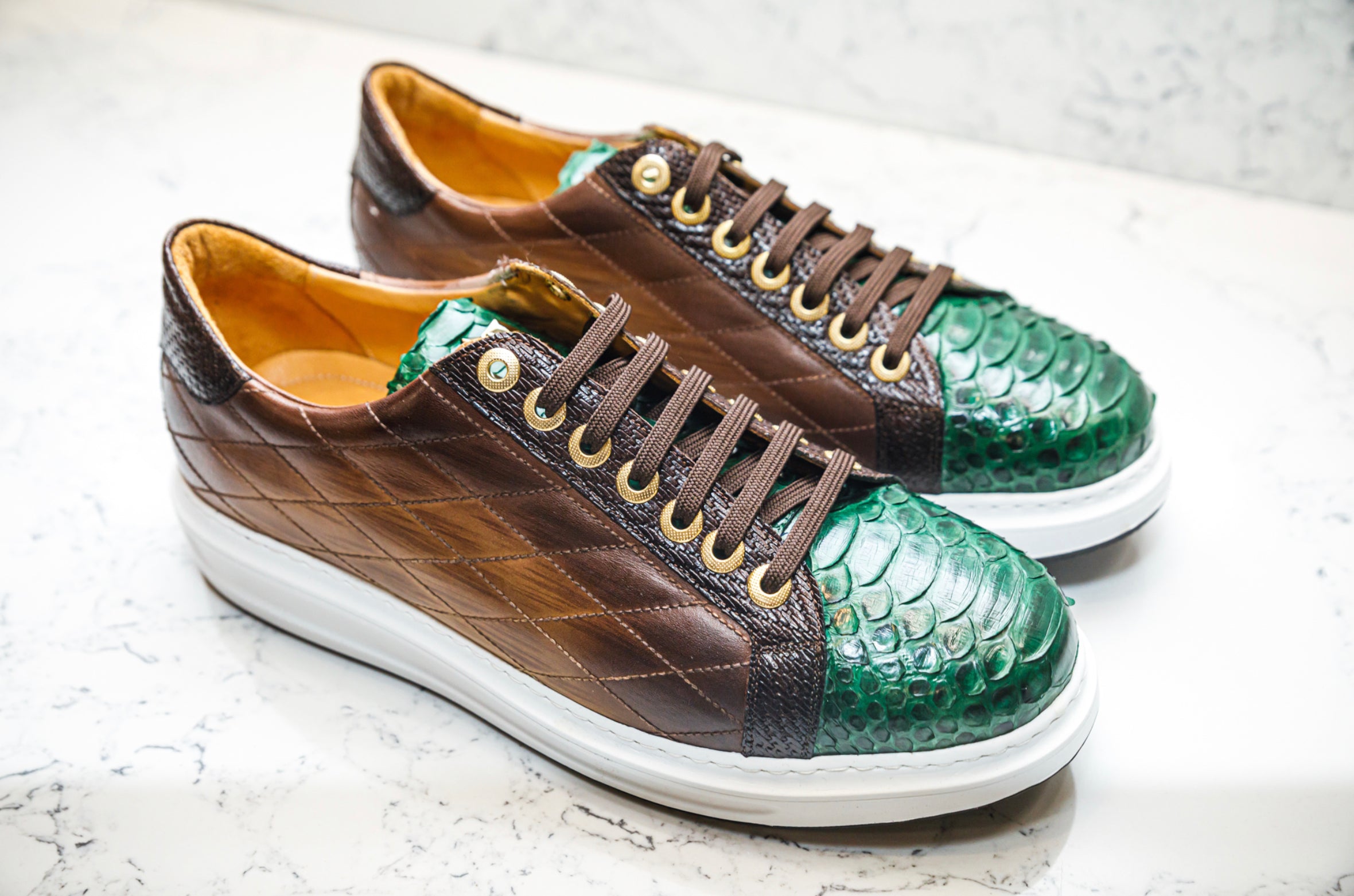The Danilo Python Sneakers - Green &amp; Brown - Sneaker by Urbbana