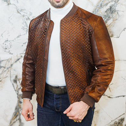 Horsehair Leather Jacket - Cognac Brown - Leather Jacket by Urbbana