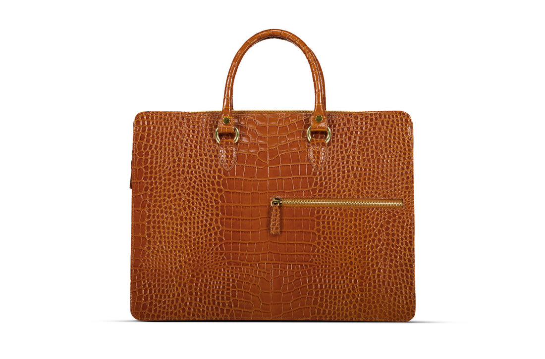 The Luna Briefcase - Cognac Tan - URBBANA Bag Collection