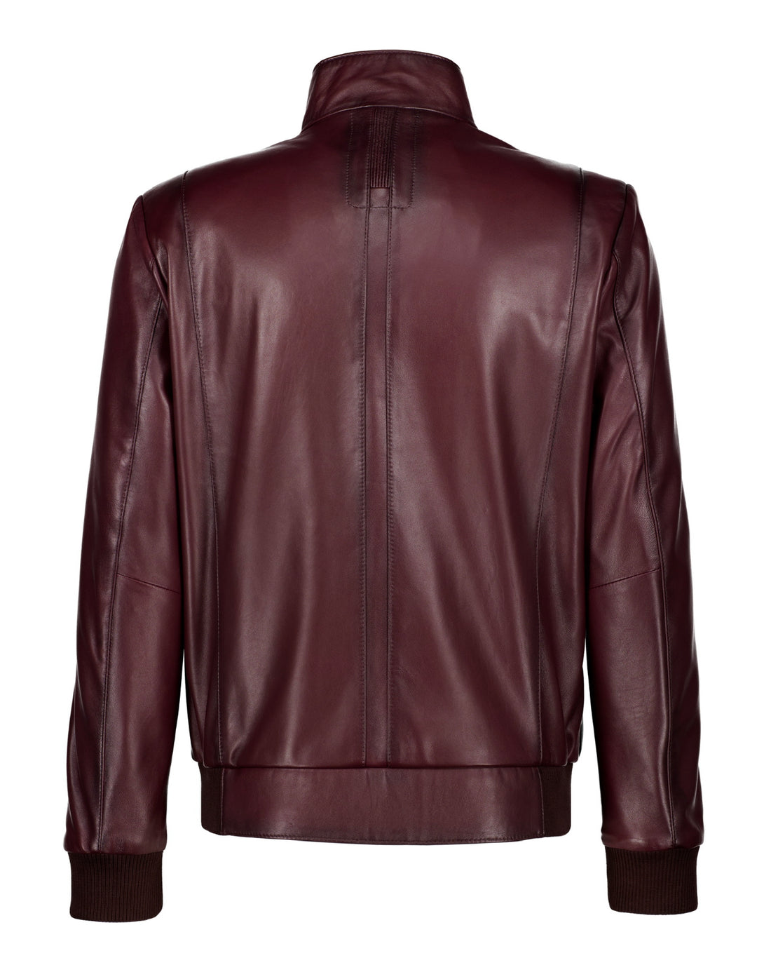 Lambskin Leather Biker Jacket - Burgundy - Leather Jacket by Urbbana