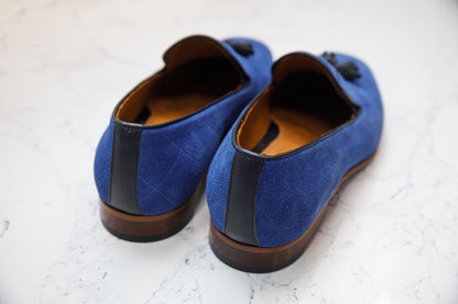The Diamanté Suede Loafers - Royal Blue - Loafers by Urbbana