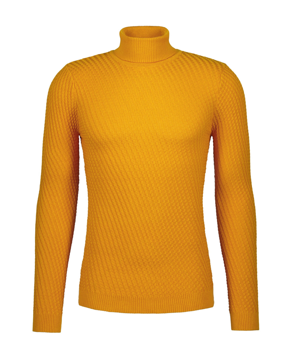 Textured Knit Turtleneck Sweater - Yellow Gold - Sweater by Urbbana