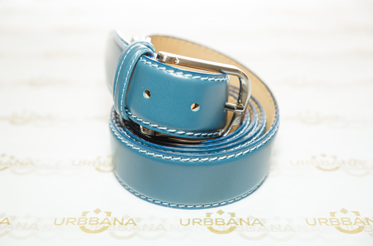 The Rami Belt - Teal Blue - URBBANA Leather Belt Collection 