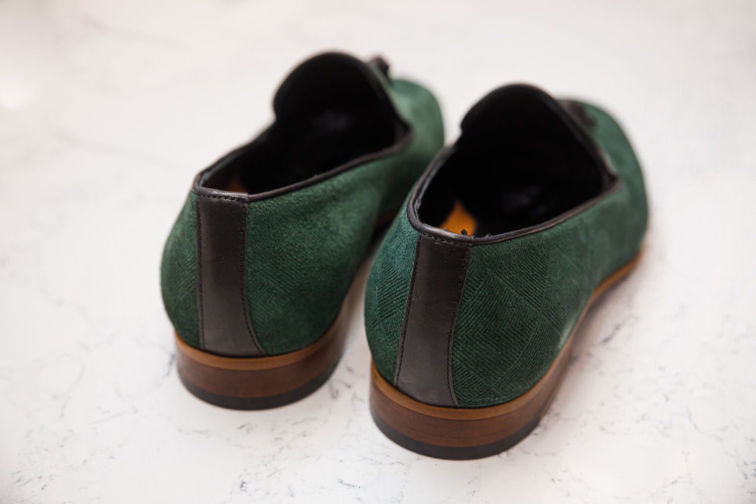 The Diamanté Suede Loafers - Emerald Green - Loafers by Urbbana