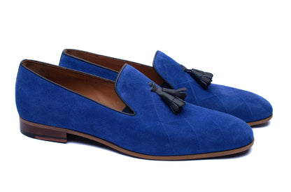 The Diamanté Suede Loafers - Royal Blue - Loafers by Urbbana