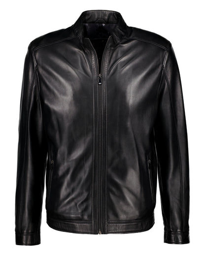 Lambskin Leather Biker Jacket - Black - Leather Jacket by Urbbana