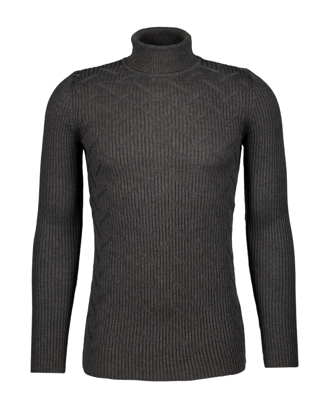 Abstract Knit Turtleneck Sweater -  Charcoal - Sweater by Urbbana