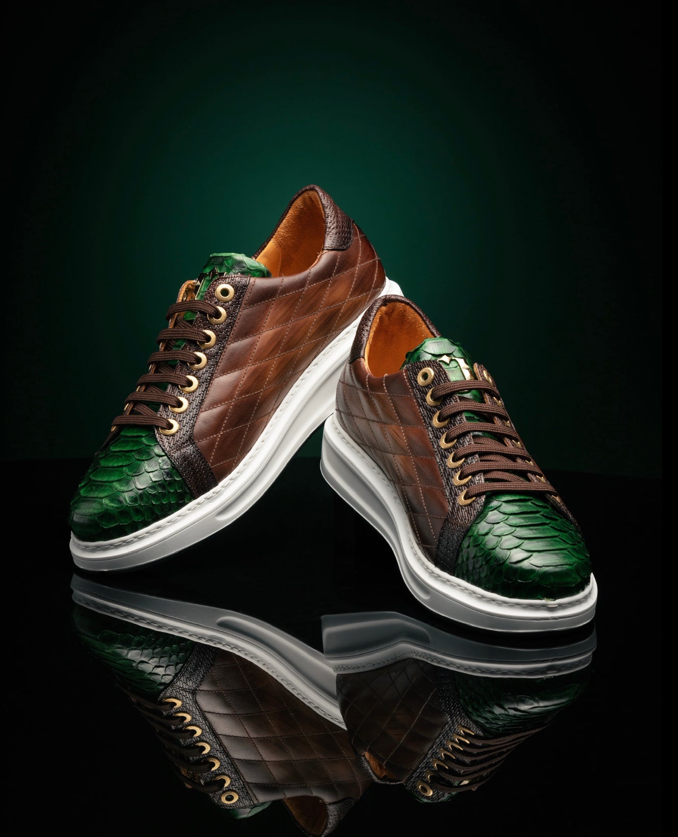 The Danilo Python Sneakers - Green &amp; Brown - Sneaker by Urbbana