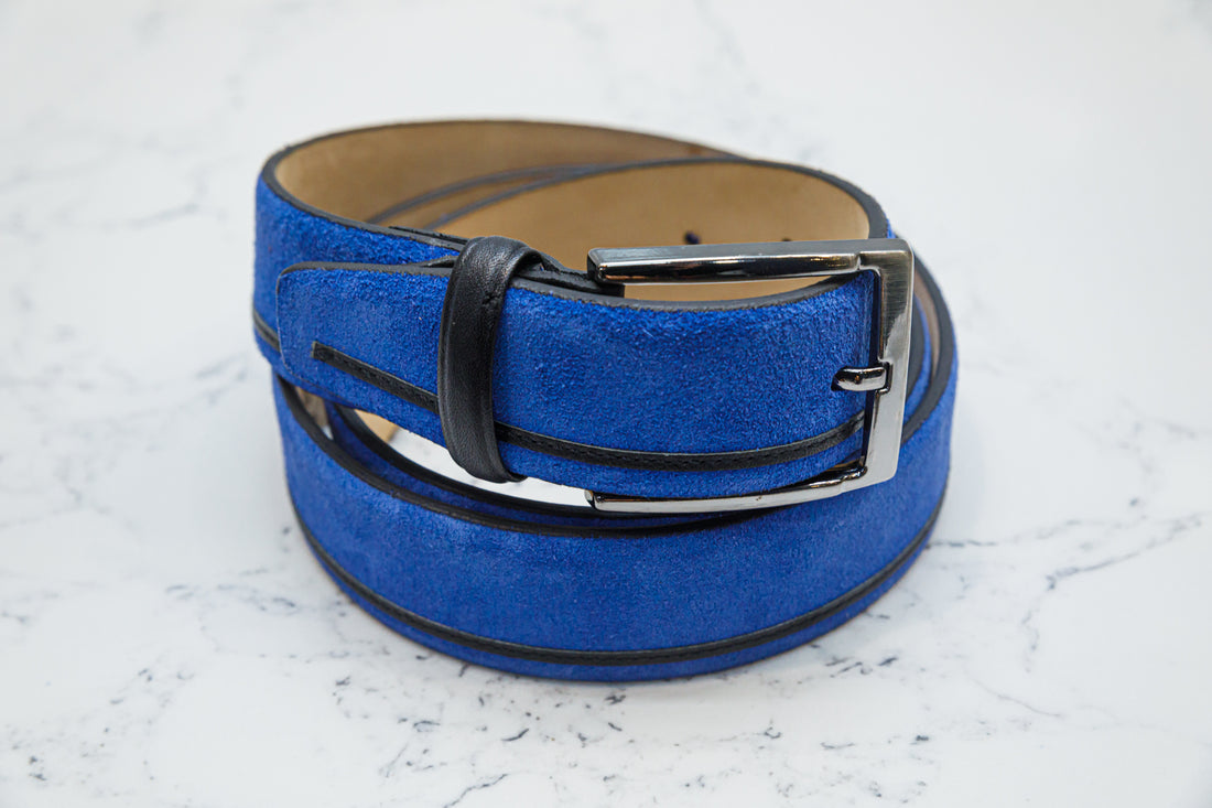 The Moreno Blue Suede Belt - Belt by Urbbana