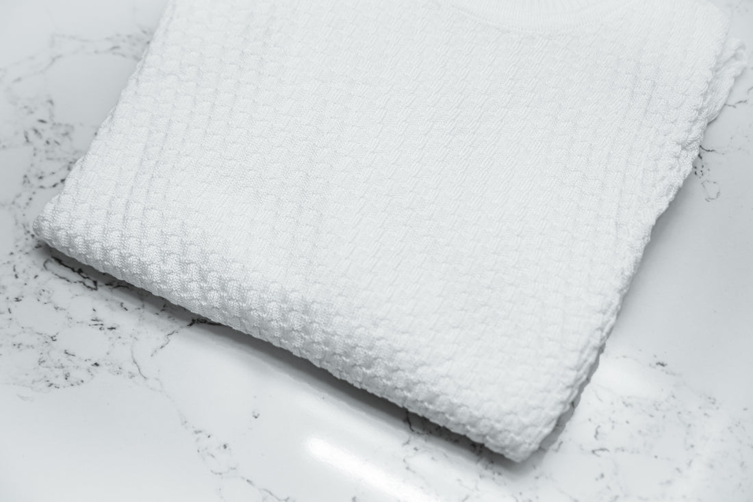 Textured Knit Turtleneck Sweater -  White - Sweater by Urbbana