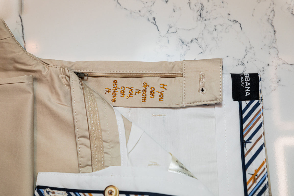 Beige Cotton Stretch Chinos - Tailored Trousers