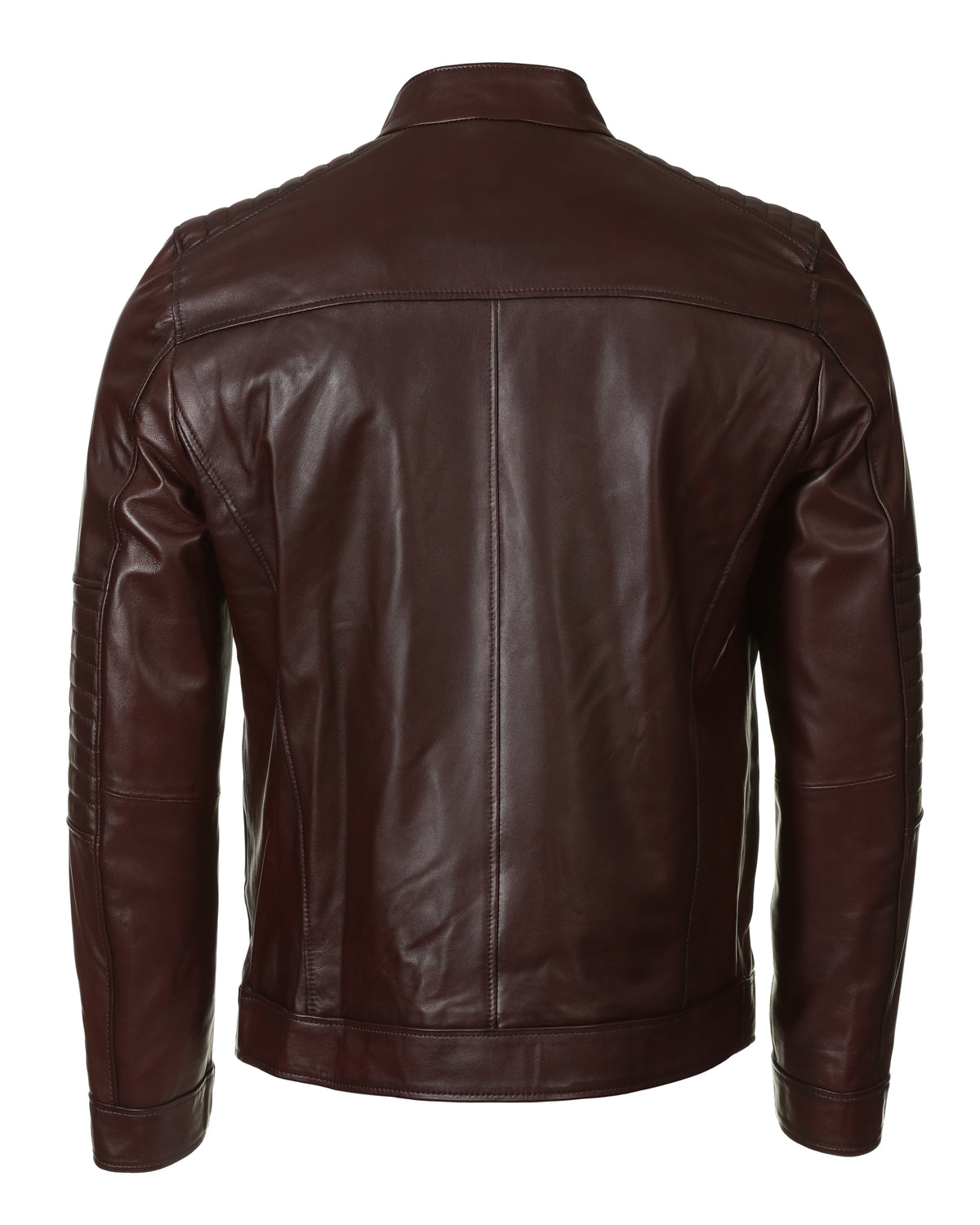 Cafe Racer Leather Jacket - Chocolate Brown - Leather Jacket by Urbbana