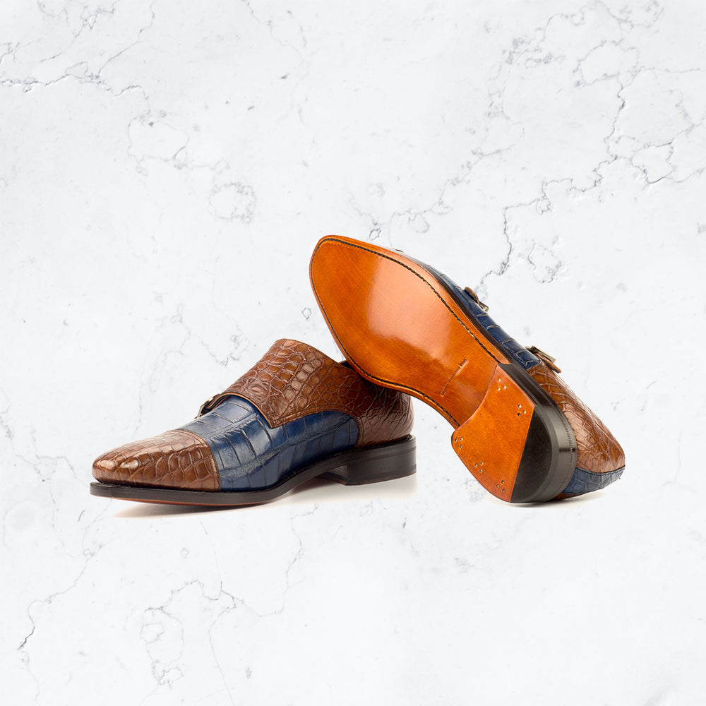 Genuine Aligator Double Monk - Dress II - Stylish, Comfortable Footwear