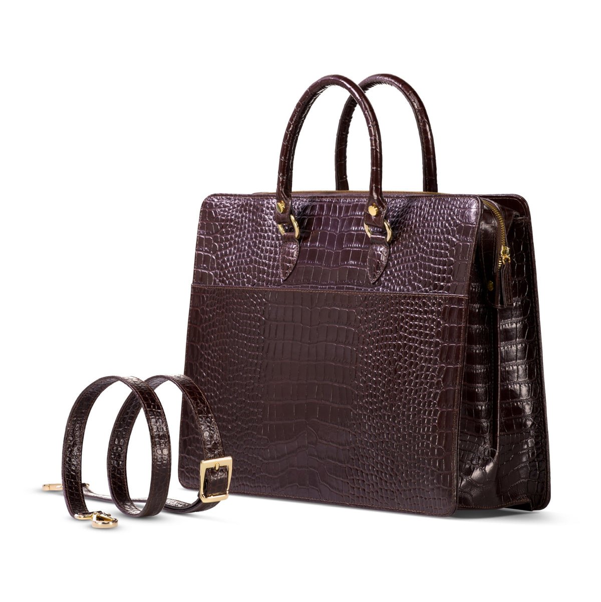 The Luna Briefcase - Chocolate Brown - URBBANA Bag Collection