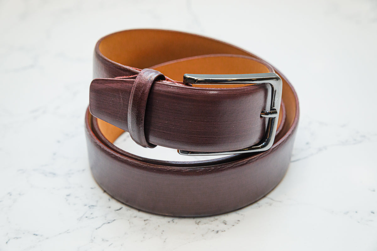 The Patina Belt - Burgundy - URBBANA Handmade Leather Belts
