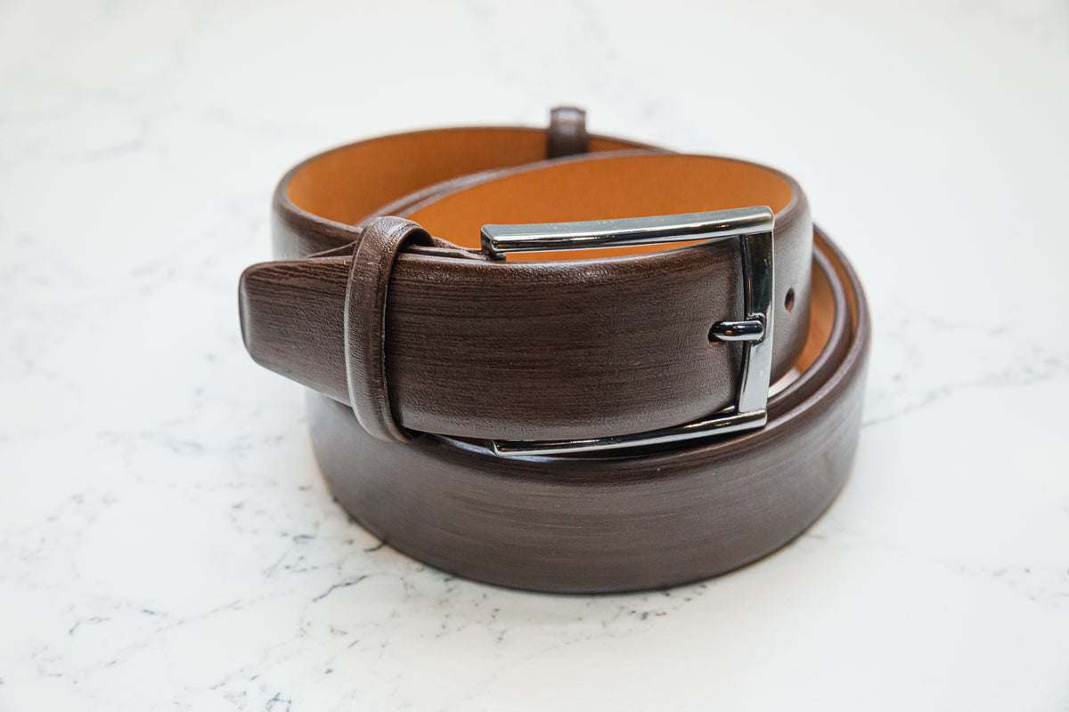 The Patina Belt - Chocolate Brown - URBBANA Handmade Leather Belts